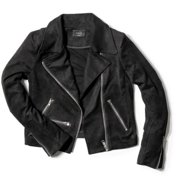 Vici Black Vegan Suede Moto Market Jacket - Picture 2 of 11